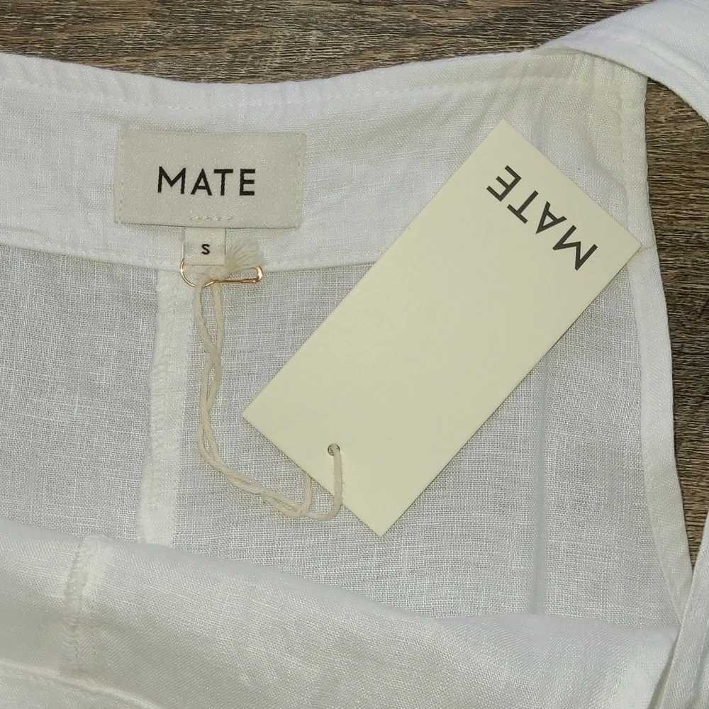 NWT! Mate the Label Maya Linen Overalls - White - Picture 7 of 15